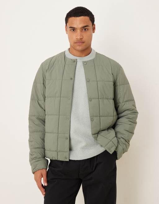 ARKET – Moto – Wattierte Jacke in Khaki mit Druckknopfleiste