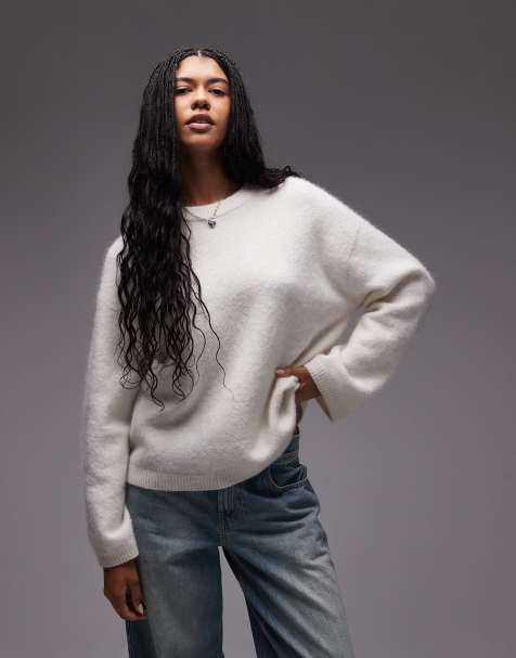 ARKET – Naturvit, avslappnad tröja i supermjuk, mixad alpackaull - view 1