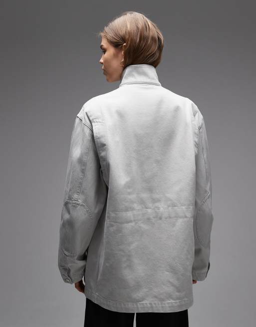 ARKET – Naturvit overshirt i denim och arbetarstil med ståkrage, 2 av 4