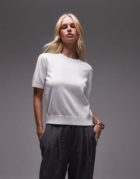 ARKET – Naturvit, stickad t-shirt i ren bomull - view 1