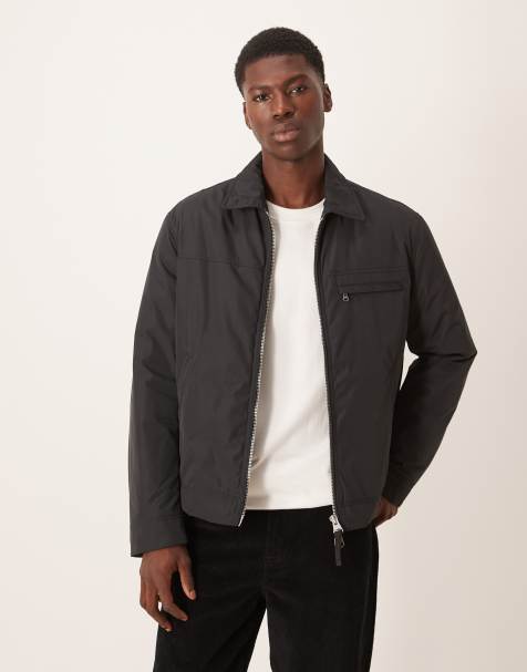 ARKET nylon minimal jacket with zip front in black - view 1