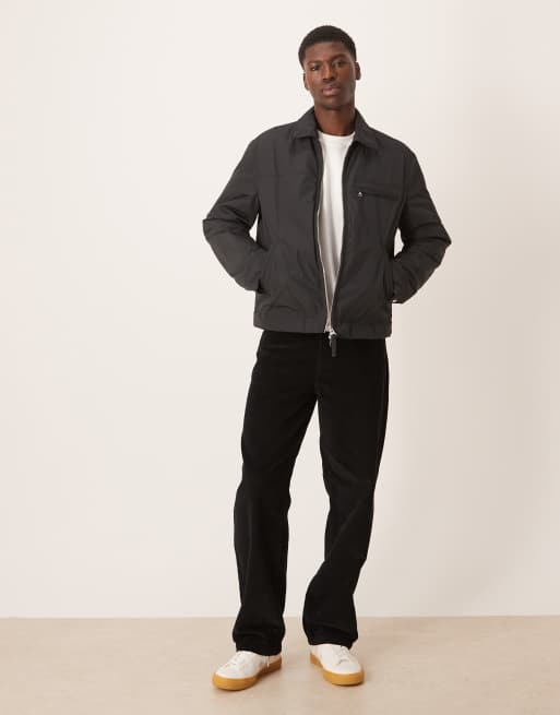 ARKET nylon minimal jacket with zip front in black | ASOS
