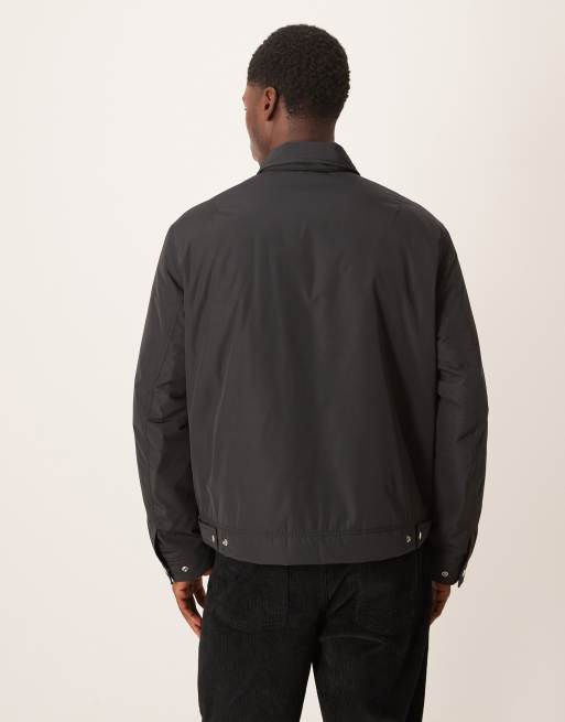 ARKET nylon minimal jacket with zip front in black, 3 of 5