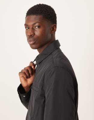 ARKET nylon minimal jacket with zip front in black | ASOS