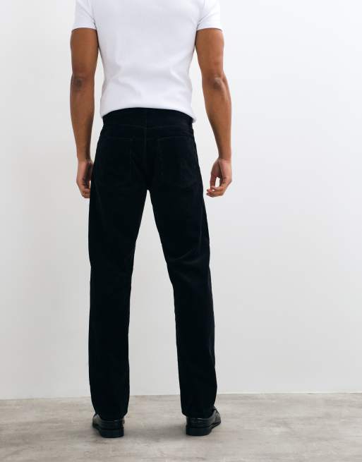 ARKET Ocean cord straight fit pants in black, 5 of 5