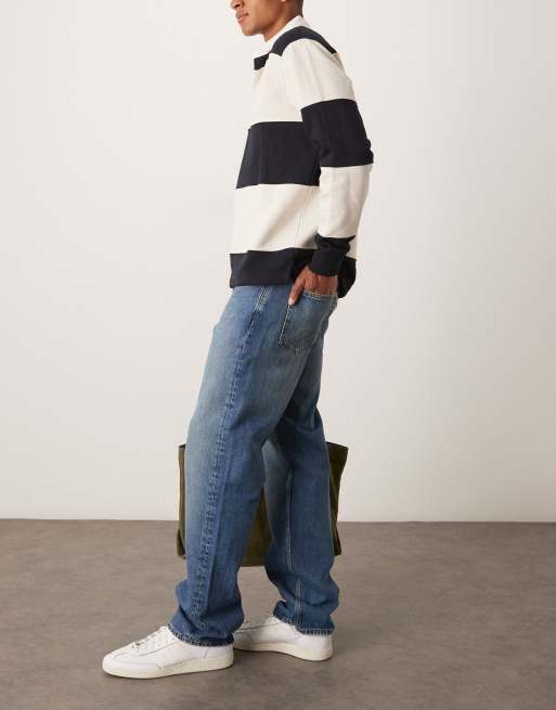 ARKET - Ocean - Jeans met losse rechte pijpen in mid-wash blauw, 3 van 5