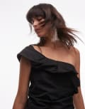 [Arket] ARKET one shoulder corset top with twisted strap detail in black 38 BLACK