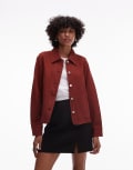 [Arket] ARKET overdyed denim shacket with contrast collar in rust red 42 Red orange