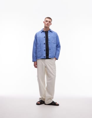 Arket Overdyed Twill Shacket In Blue