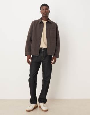 Arket Overdyed Twill Shacket In Brown