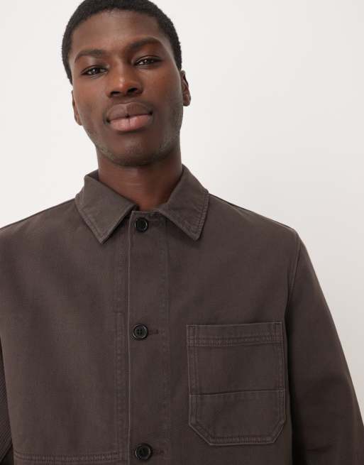 ARKET overdyed twill shacket in brown, 5 of 5
