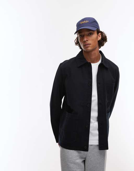 ARKET overdyed twill shacket in navy blue