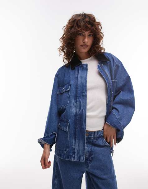ARKET – Oversize-Barn-Jacke im Workwear-Stil mit Umschlagtaschen und Kragen in Kontrastfarbe - view 1