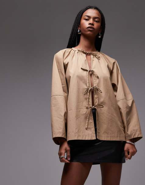 ARKET – Oversize-Bluse in Beige mit Schleifen-Detail vorn - view 1