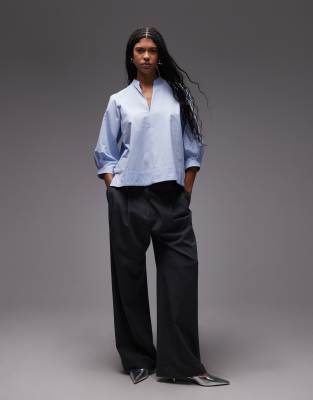 ARKET - Oversize-Bluse in Blau mit voluminösen Ärmeln