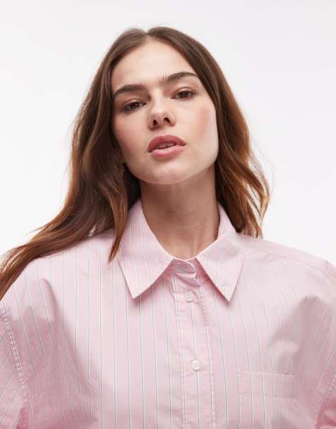 ARKET – Oversize-Hemdbluse in gestreiftem Rosa - view 1