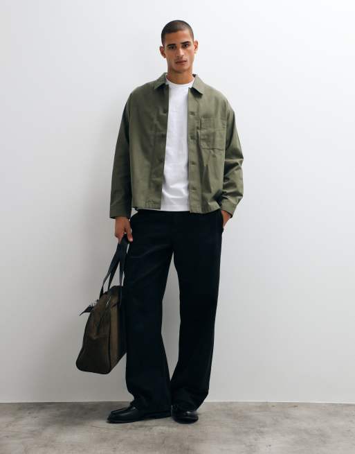 ARKET oversize koszula wierzchnia z twillu z czystej bawełny w kolorze khaki, 2 z 5