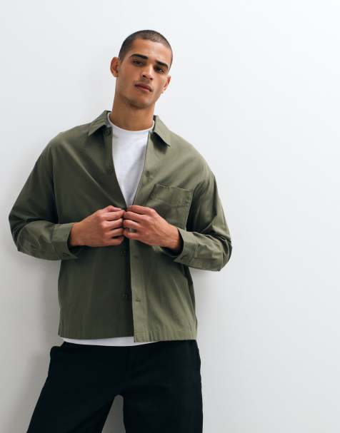 ARKET oversize överskjorta i bomull, khaki - view 1