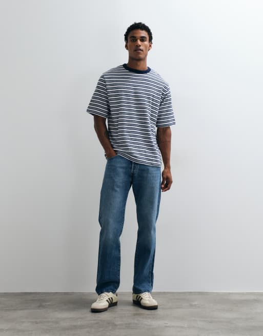 ARKET oversize teksturowany T-shirt z czystej bawełny w jasnoniebieskim kolorze, 2 z 5