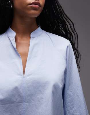 Arket Oversized Blouse With Volume Sleeves In Blue