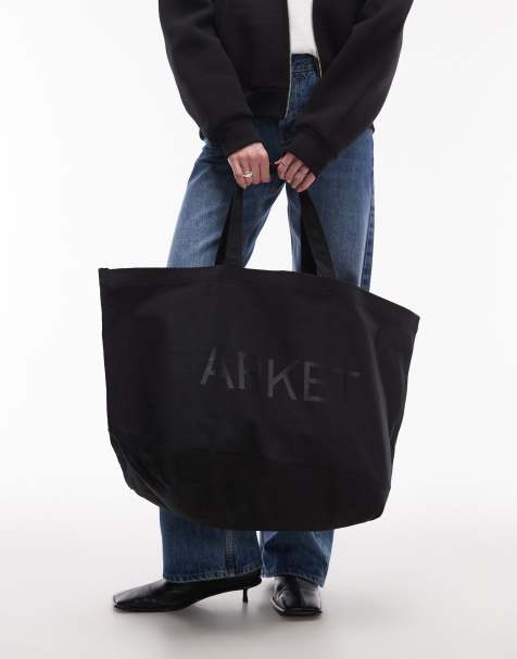 ARKET oversized canvas tote bag in black - view 1
