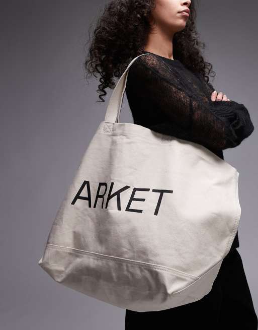 ARKET - Oversized canvas tote tas in gebroken wit, 3 van 4