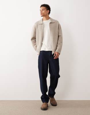Arket Oversized Cardigan With Zip Front In Neutral