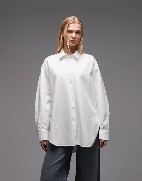 ARKET oversized denim shirt in white - view 1