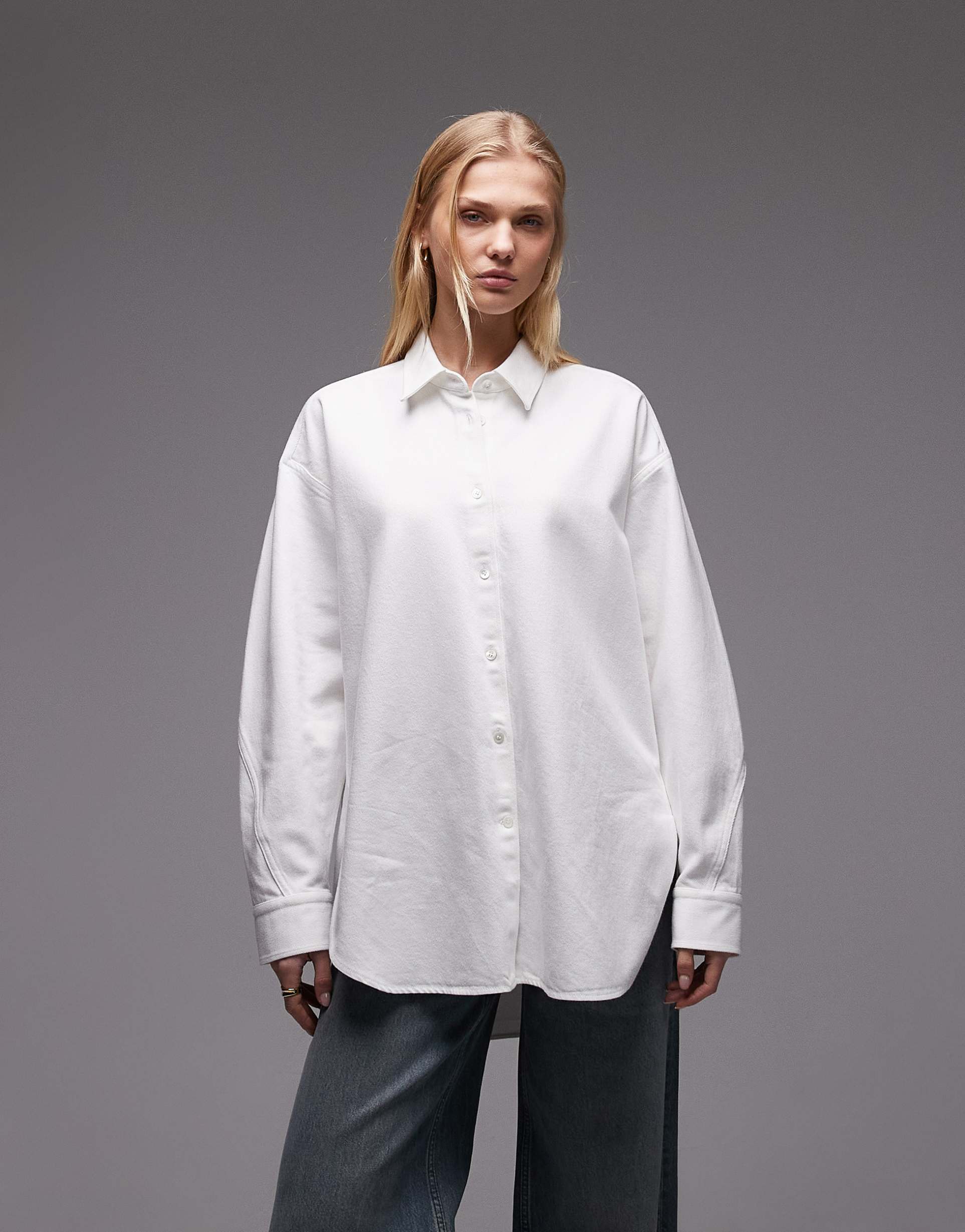 arket oversized denim shirt in white