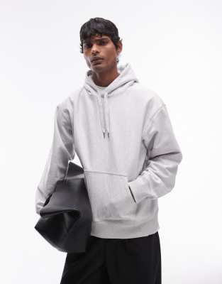 oversized heavyweight hoodie in light gray melange