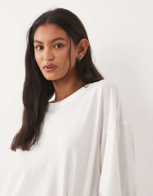ARKET oversized langærmet T-shirt i hvid, 3 af 4