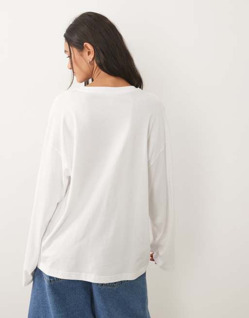 ARKET oversized langærmet T-shirt i hvid, 4 af 4
