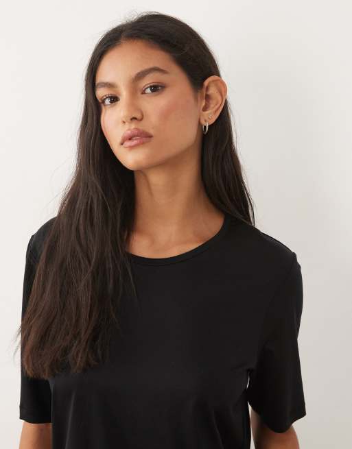 ARKET oversized lightweight t-shirt in black, 3 of 4