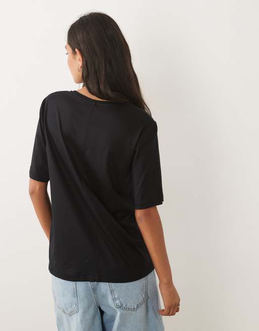 ARKET oversized lightweight t-shirt in black, 4 of 4