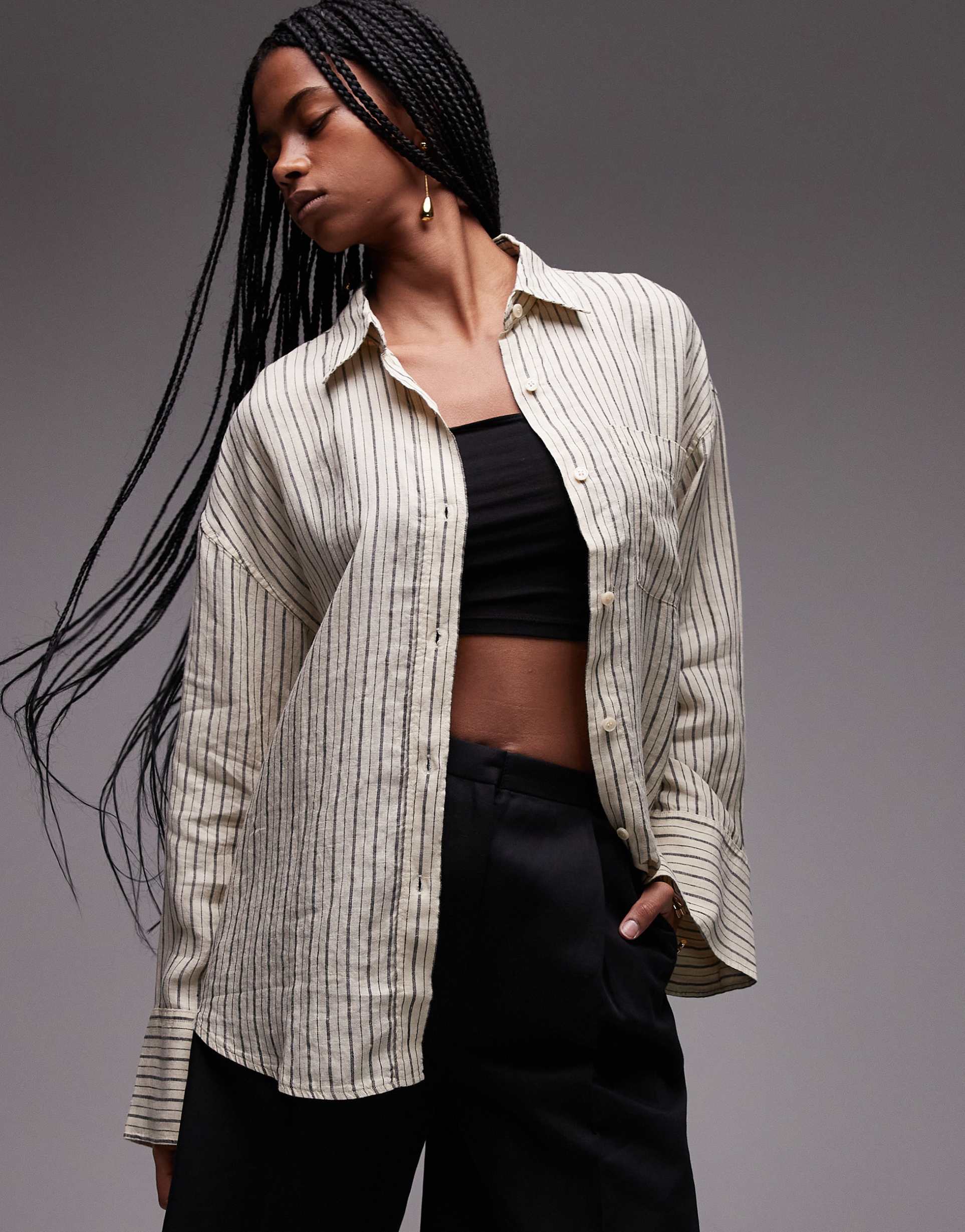 arket oversized linen shirt in beige