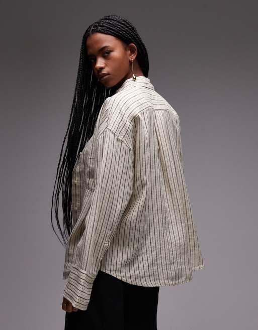 ARKET oversized linen shirt in beige, 4 of 4