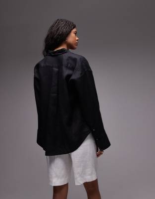Shop Arket Oversized Linen Shirt In Black
