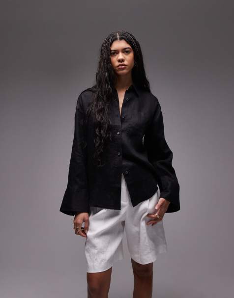 ARKET - Oversized linnen overhemd in zwart - view 1