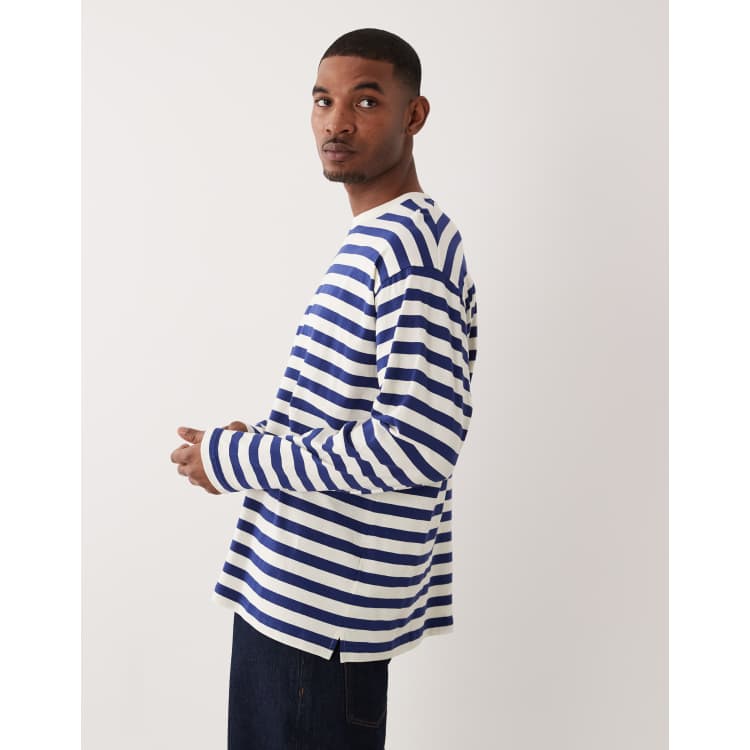ARKET oversized long sleeve t-shirt in blue and white stripes | ASOS