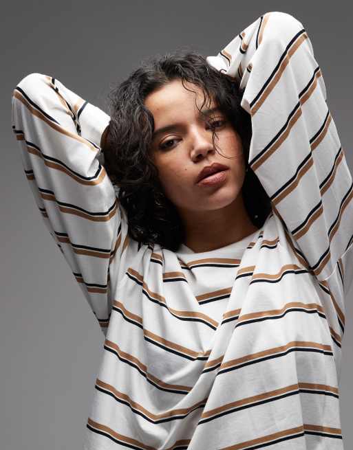 ARKET oversized long sleeved T-shirt in white stripe | ASOS