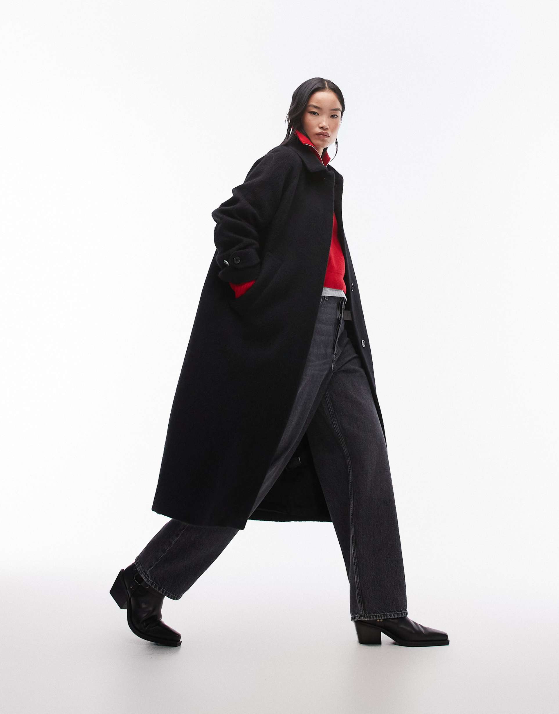 arket oversized midi coat in black