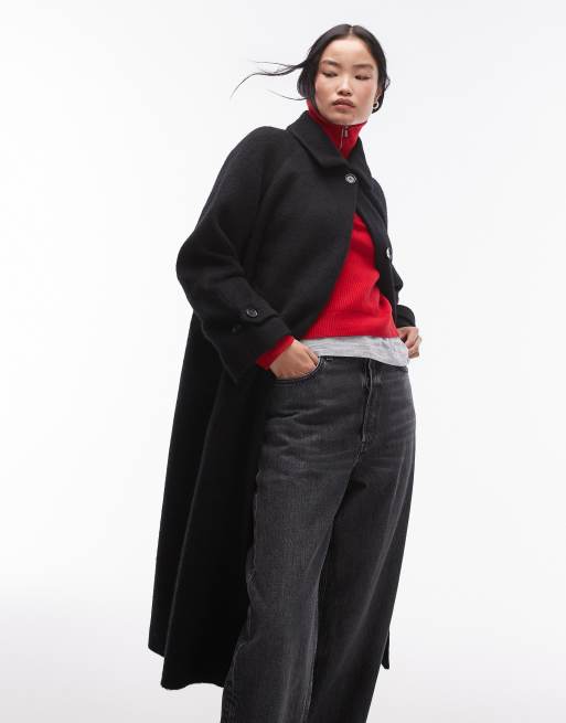 ARKET brushed wool blend oversized midi coat in black 