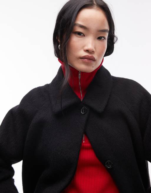 ARKET brushed wool blend oversized midi coat in black 