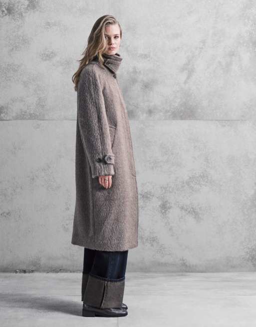 ARKET - Oversized midi-jas van wol en alpaca in donker molbruin, 3 van 4