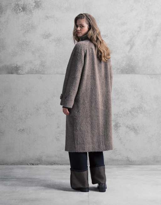 ARKET - Oversized midi-jas van wol en alpaca in donker molbruin, 4 van 4