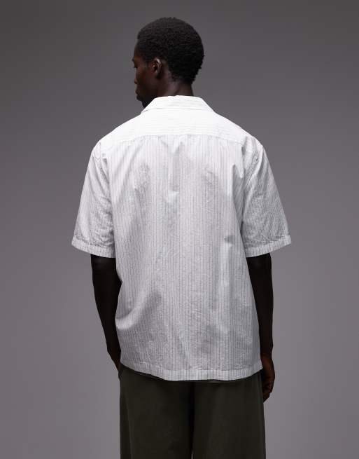 ARKET - Oversized overhemd van poplin met textuur in gebroken wit, 3 van 5