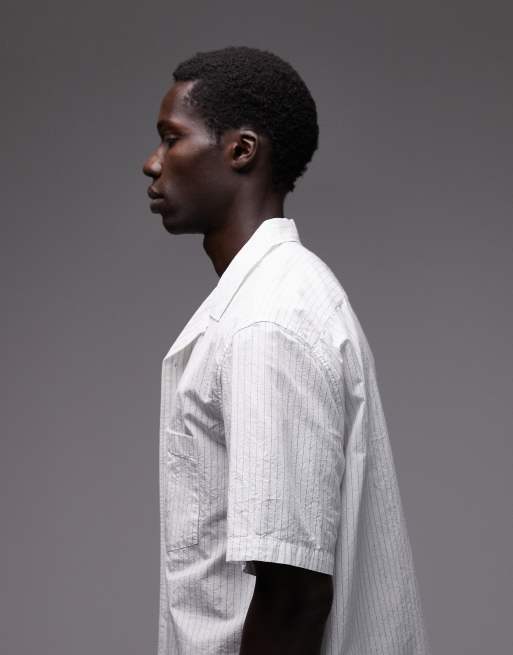 ARKET - Oversized overhemd van poplin met textuur in gebroken wit, 4 van 5