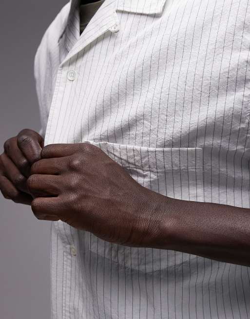 ARKET - Oversized overhemd van poplin met textuur in gebroken wit, 5 van 5