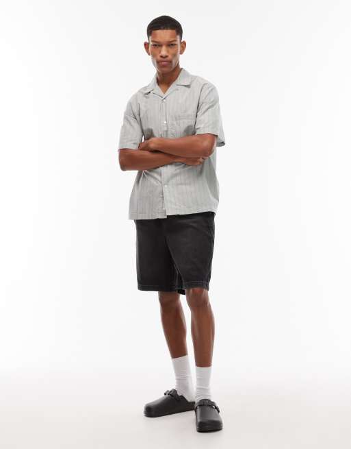 ARKET - Oversized overhemd van poplin met textuur in mintgroen met wassing, 2 van 5