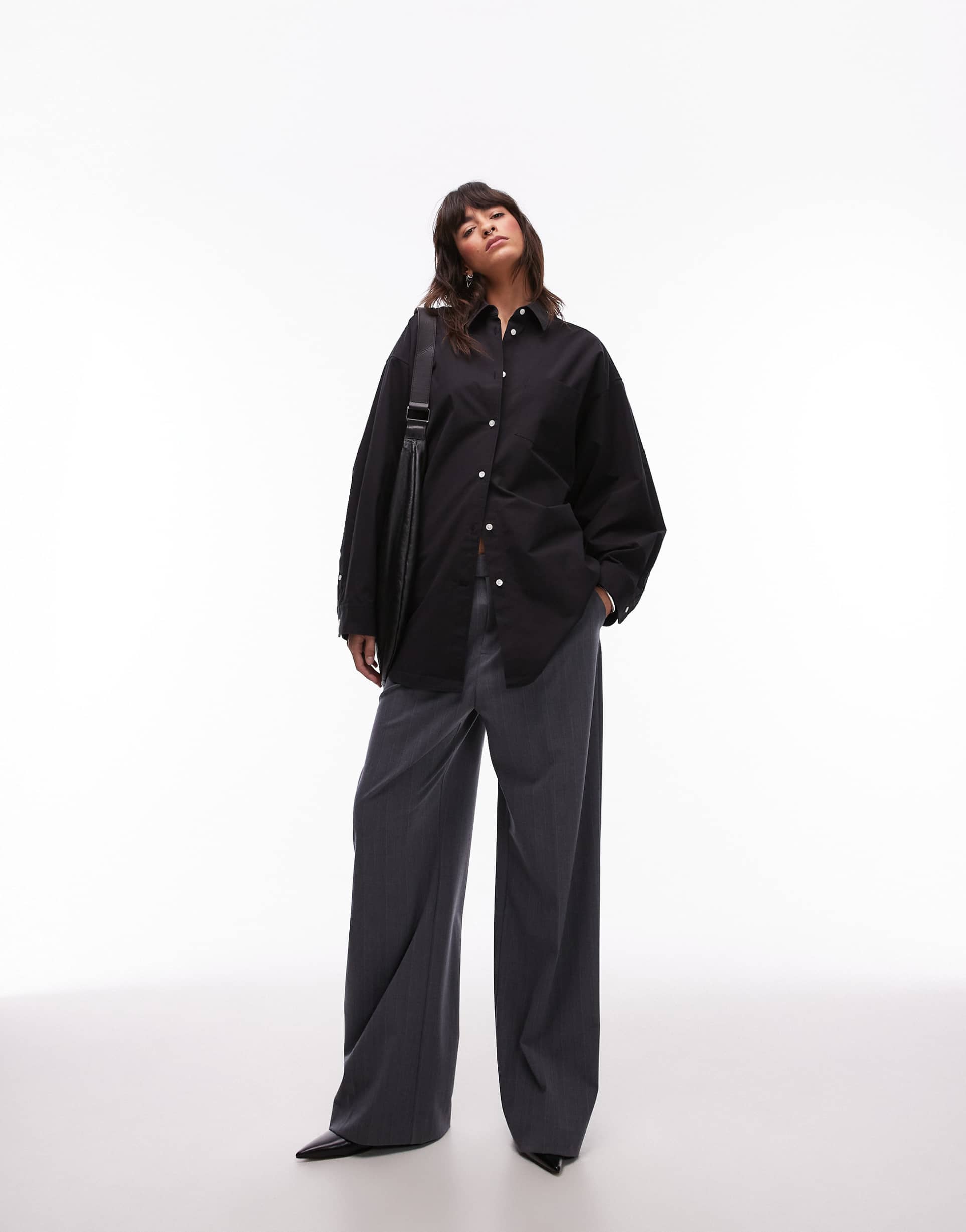 arket oversized structured shirt with batwing sleeves in black